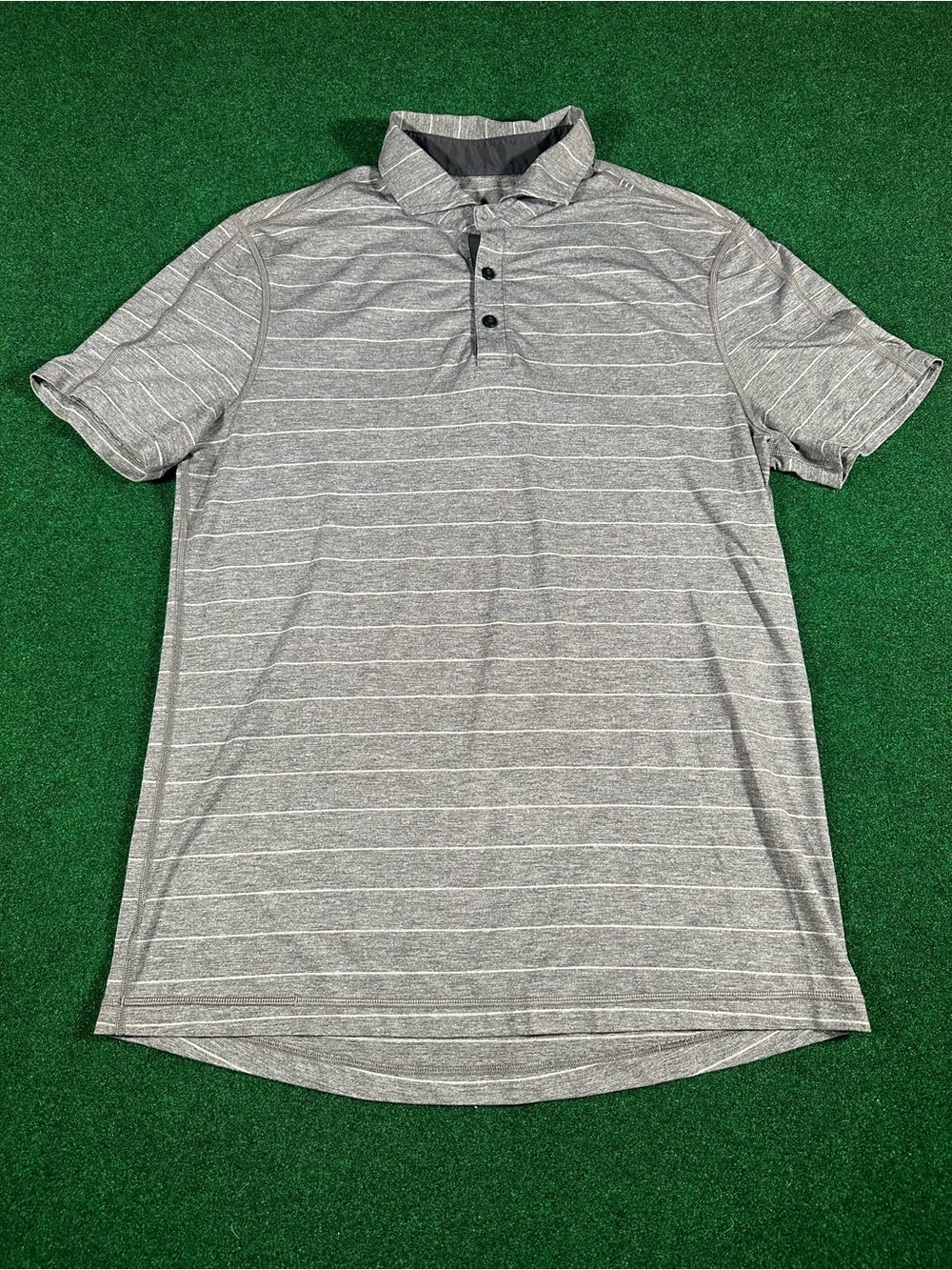 Lululemon Gray Striped Men's Polo Shirt